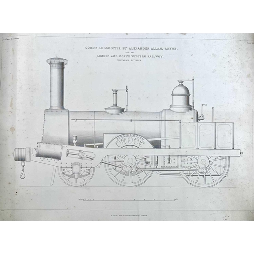 296 - A collection of sixteen 19th century engravings of various locomotives and of varying sizes largest ... 