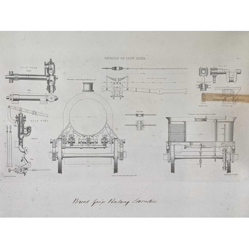 296 - A collection of sixteen 19th century engravings of various locomotives and of varying sizes largest ... 