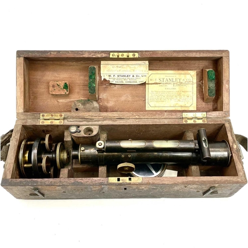 339 - An early 20th century W.F. Stanley & Co Ltd surveying level in original case.