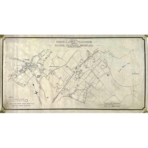 343 - A drawn map of the birthplace of Richard Trevithick together with a brief history of The Cornish Ins... 