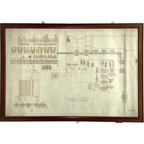 344 - An early 20th century technical drawing of a Plan of South Crofty Ltd Dressing Floors signed J J Bli... 