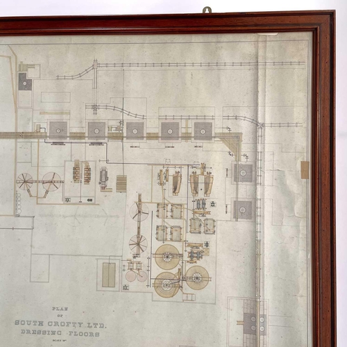 344 - An early 20th century technical drawing of a Plan of South Crofty Ltd Dressing Floors signed J J Bli... 