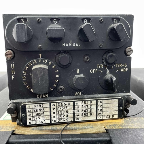 371 - A cold war era RAF Plessey TR5/ARC 52 UHF transmitter/receiver, together with a cockpit panel mounte... 