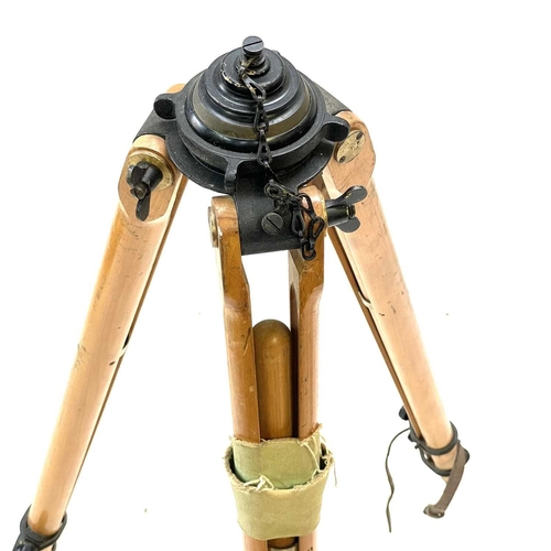 387 - An E R Watts & Sons military issue theodolite adjustable tripod with lacquered brass mounts impresse... 