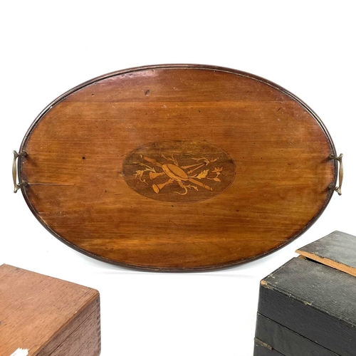 47 - An early Victorian rosewood and mother of pearl inlaid cribbage box, width 28cm, together with a Mor... 