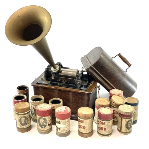 5 - An Edison Standard Phonograph, serial number 531750, in a bentwood oak case with model C reproducer ... 