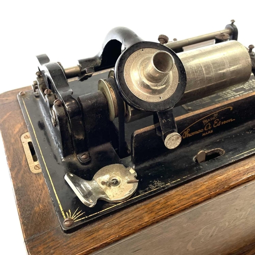 5 - An Edison Standard Phonograph, serial number 531750, in a bentwood oak case with model C reproducer ... 