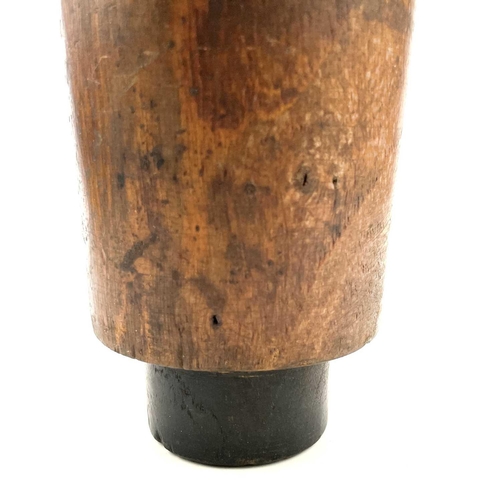 51 - Herbert Dyer, Mousehole, an unusual bung shaped article, turned and slightly tapered in teak, stampe... 