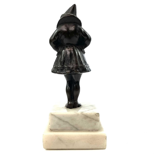 67 - A French Art Deco bronze figure of a female clown signed Bock, on a stepped marble base, height 17cm... 