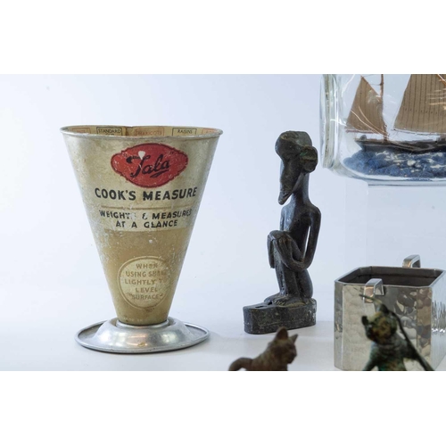 74 - A model of the sailing boat Ceres, in a Dimple bottle, labelled as purchased on a Honeymoon in Salco... 