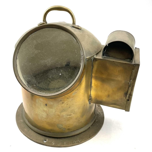 80 - A brass ship's binnacle compass, early 20th century, stamped Morton, Sunderland, height 27cm.