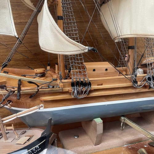 83 - A model of the three masted sailing ship 'Tortoise', made in 1985 by K.H.,Sinclair, Penberth, Cornwa... 