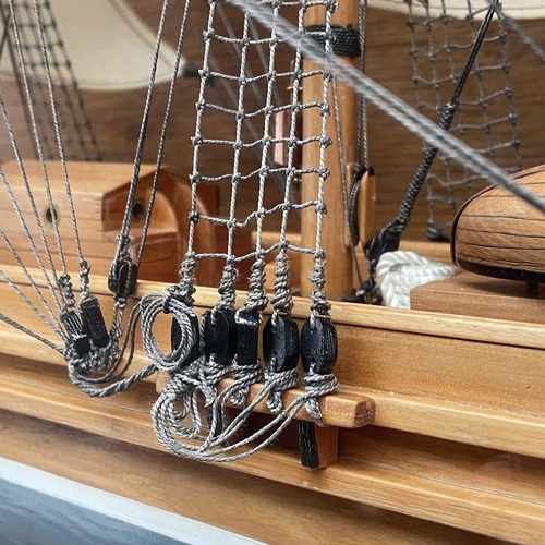 83 - A model of the three masted sailing ship 'Tortoise', made in 1985 by K.H.,Sinclair, Penberth, Cornwa... 