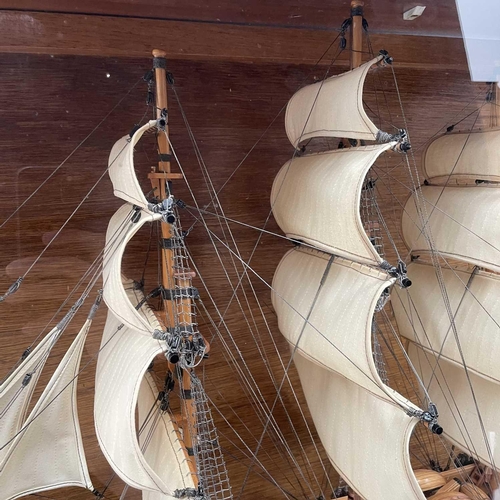 83 - A model of the three masted sailing ship 'Tortoise', made in 1985 by K.H.,Sinclair, Penberth, Cornwa... 