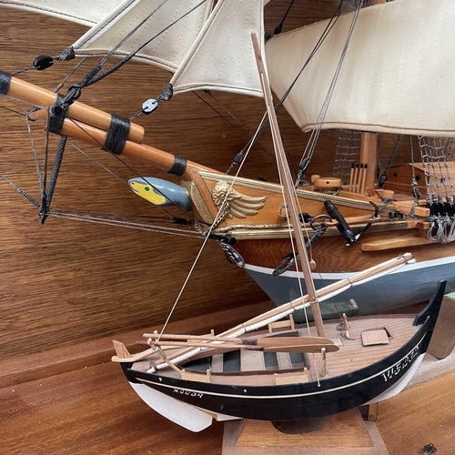 83 - A model of the three masted sailing ship 'Tortoise', made in 1985 by K.H.,Sinclair, Penberth, Cornwa... 