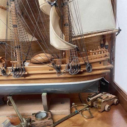 83 - A model of the three masted sailing ship 'Tortoise', made in 1985 by K.H.,Sinclair, Penberth, Cornwa... 