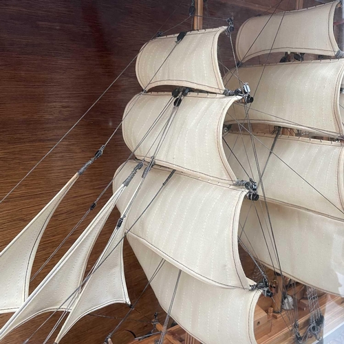 83 - A model of the three masted sailing ship 'Tortoise', made in 1985 by K.H.,Sinclair, Penberth, Cornwa... 