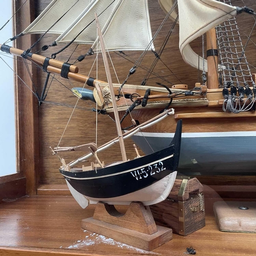 83 - A model of the three masted sailing ship 'Tortoise', made in 1985 by K.H.,Sinclair, Penberth, Cornwa... 