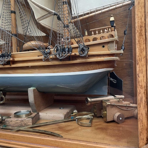 83 - A model of the three masted sailing ship 'Tortoise', made in 1985 by K.H.,Sinclair, Penberth, Cornwa... 