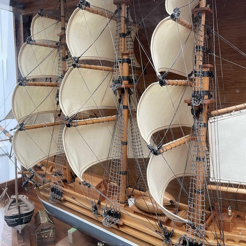 83 - A model of the three masted sailing ship 'Tortoise', made in 1985 by K.H.,Sinclair, Penberth, Cornwa... 