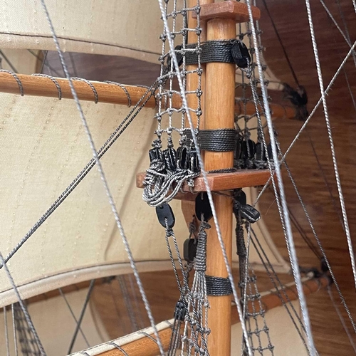 83 - A model of the three masted sailing ship 'Tortoise', made in 1985 by K.H.,Sinclair, Penberth, Cornwa... 