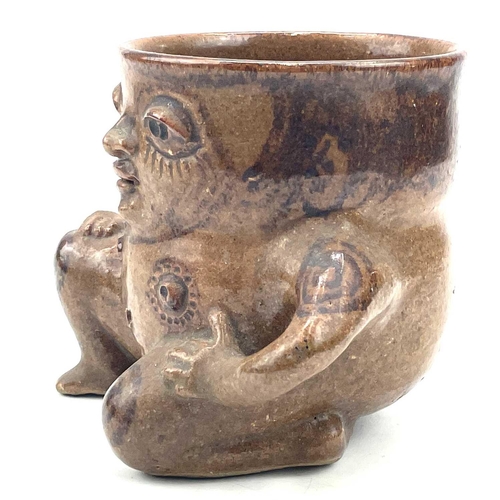 836 - Alan Brough, A studio pottery mug or vessel, modelled as a rotund naked male in a kneeling pose, imp... 