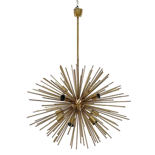 84 - A pair of modern retro style light fittings, each with numerous spikes and fitted ten light branches... 