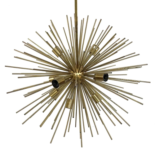 84 - A pair of modern retro style light fittings, each with numerous spikes and fitted ten light branches... 