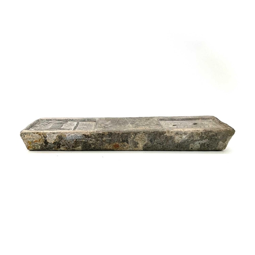 86 - A 28lb Cornish tin ingot from Carvedras Smelting Works, Truro, L C Daubuz assay mark, salvaged from ... 