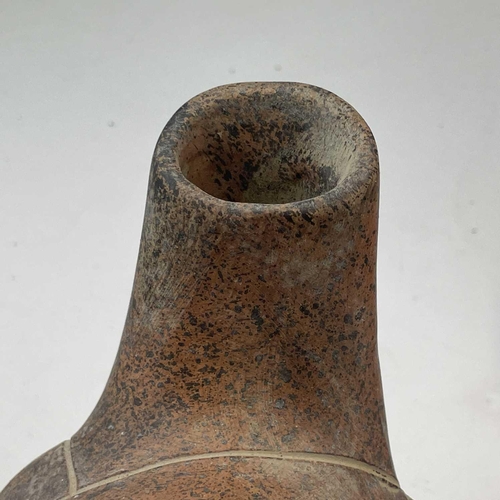 870 - A Pre Columbian style pottery jug in the form of a parrot height 16cm together with two pottery jugs... 