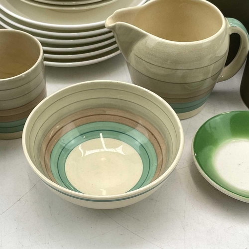 886 - Susie Cooper, for Wedgwood, a Forest pattern part coffee set, comprising six cups and saucers, cream... 