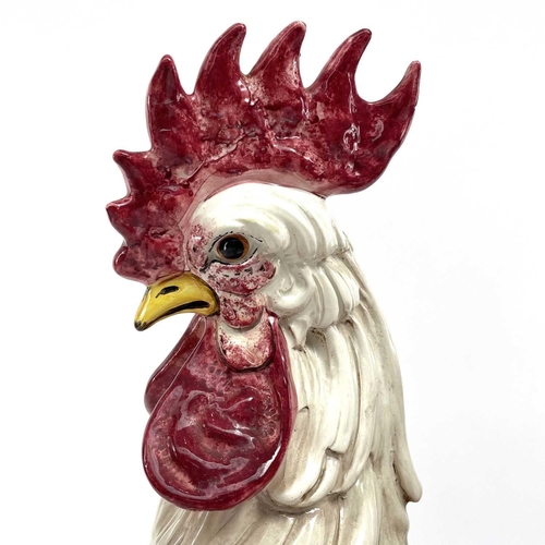 889 - An Italian pottery cockerel, of large proportions, 20th century, height 72cm.