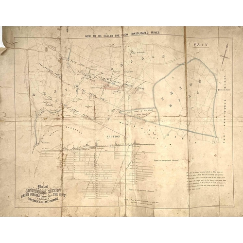 89 - A Cornish mine map for Reeth Consols, printed by Waterlow & Sons, London, 48 x 60mm.