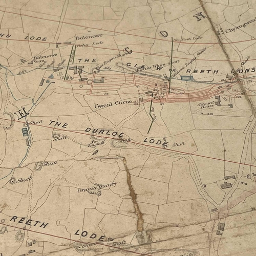 89 - A Cornish mine map for Reeth Consols, printed by Waterlow & Sons, London, 48 x 60mm.