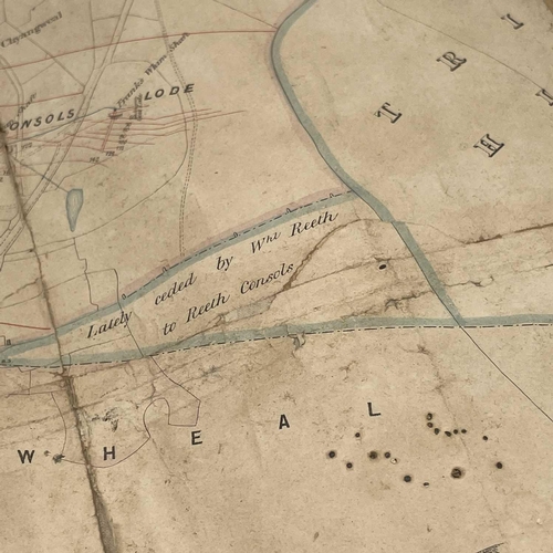 89 - A Cornish mine map for Reeth Consols, printed by Waterlow & Sons, London, 48 x 60mm.