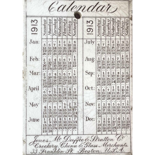 892 - An unusual group of six Wedgwood advertising Calendar tiles, for the American market, printed in sep... 