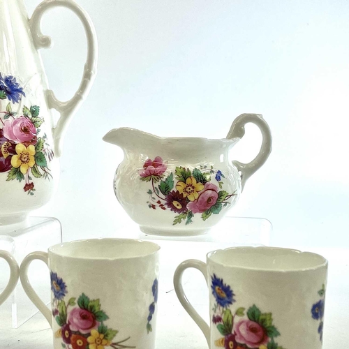 904 - A Coalport porcelain part coffee service decorated with floral sprays comprising: coffee pot and cov... 