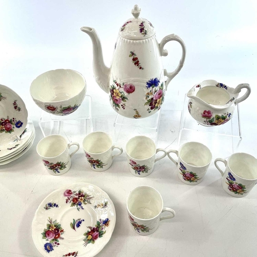 904 - A Coalport porcelain part coffee service decorated with floral sprays comprising: coffee pot and cov... 