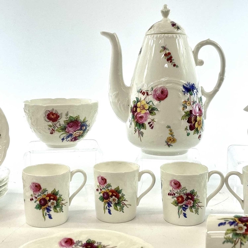 904 - A Coalport porcelain part coffee service decorated with floral sprays comprising: coffee pot and cov... 