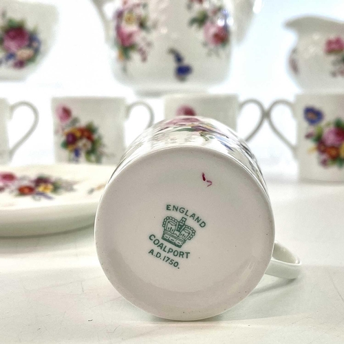 904 - A Coalport porcelain part coffee service decorated with floral sprays comprising: coffee pot and cov... 