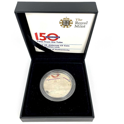 121 - Alderney Royal Mint Silver Proof £5 Coins x3. Comprising: 1: 1999 