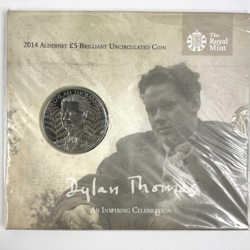 125 - Alderney Royal Mint Uncirculated £5 Coins (x7). Comprising : 1) 2008 Concorde 2) 2014 Dylan Thomas A... 