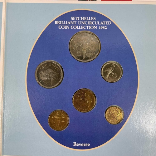 129 - British Commonwealth Uncirculated Coins Sets (x9). Comprising mainly Royal Mint bright uncirculated/... 