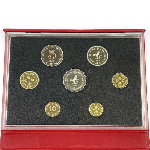 133 - Hong Kong Proof & Uncirculated Coin Sets Comprising 1988 proof set 5c - $5; 1988 Uncirculated set 5c... 