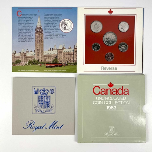 135 - Canada Silver and Uncirculated Coins. Comprising 2 x .999 silver $5 Maple coins, a 1983 1c- $1 uncir... 