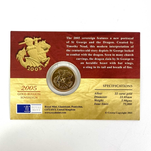 138 - Great Britain 2005 Timothy Noad Gold Sovereign. Comprising a sealed presentation card containing the... 