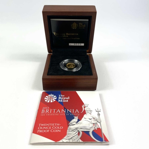 142 - Great Britain Gold 2 x 1/40th and 1 x 1/20th Ounce Gold Coins. Comprising: 1) 2015 1/40th ounce proo... 