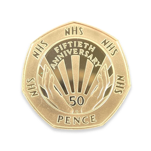 143 - Great Britain Gold 50 pence 50th Anniversary of the NHS. A rare 15.5gm 7 sided commemorative 50 penc... 