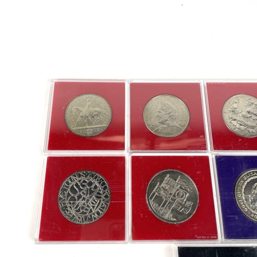 163 - Great Britain £5 Cupronickel Commemorative Coins x 9. Comprising 9 different cased £5 coins ranging ... 