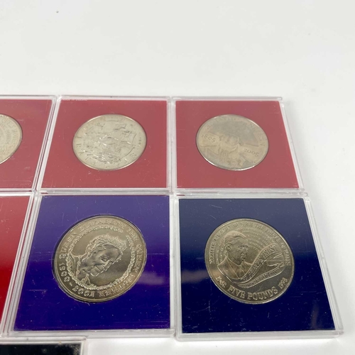 163 - Great Britain £5 Cupronickel Commemorative Coins x 9. Comprising 9 different cased £5 coins ranging ... 